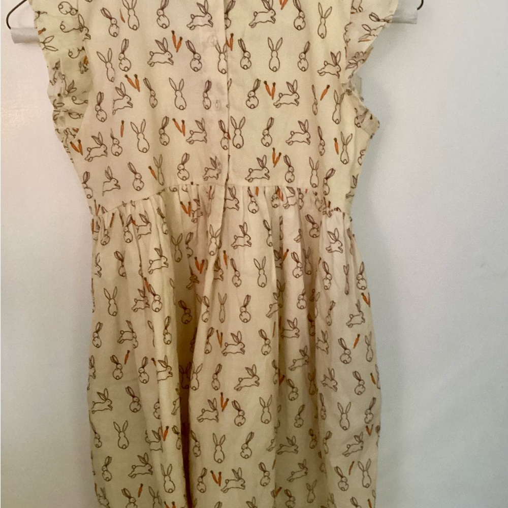 Tuk Tuk Cream Dress with Bunny Print